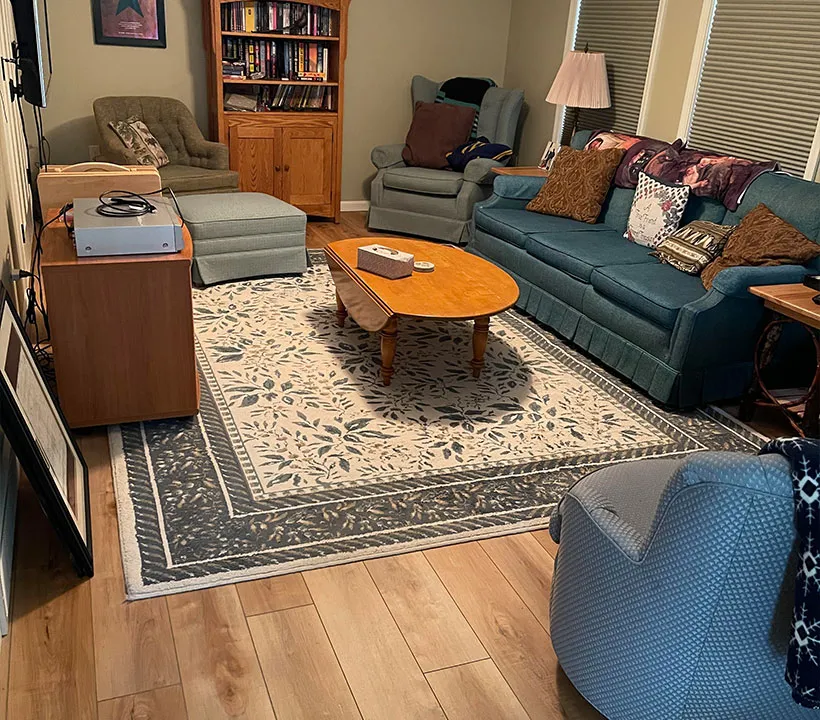 an image of a clean and comfortable living room